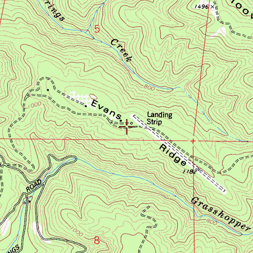 Topographic Map of Evans Ridge, CA