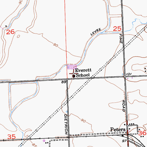 Topographic Map of Everett School, CA