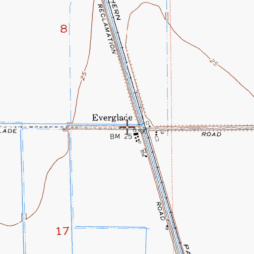 Topographic Map of Everglade, CA