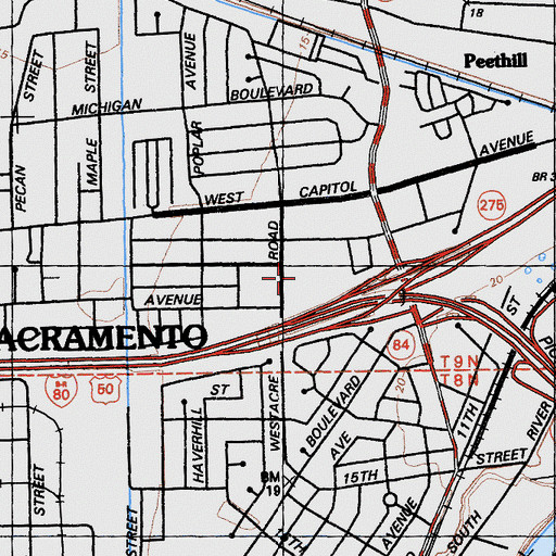 Topographic Map of Evergreen Elementary School, CA