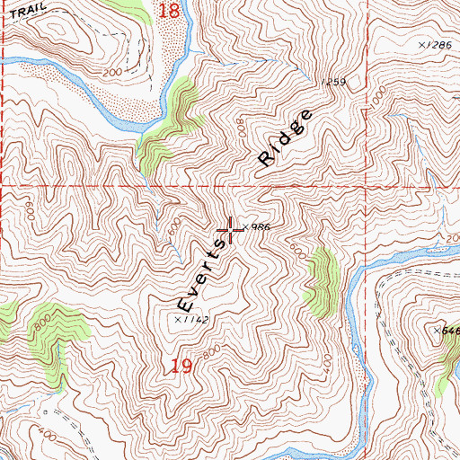 Topographic Map of Everts Ridge, CA