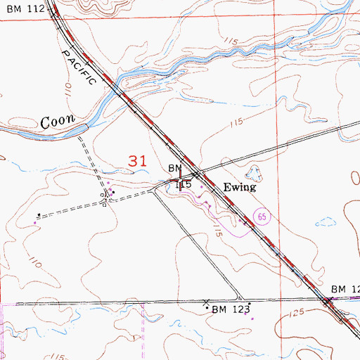 Topographic Map of Ewing, CA