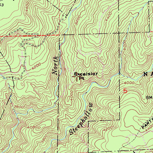Topographic Map of Excelsior, CA