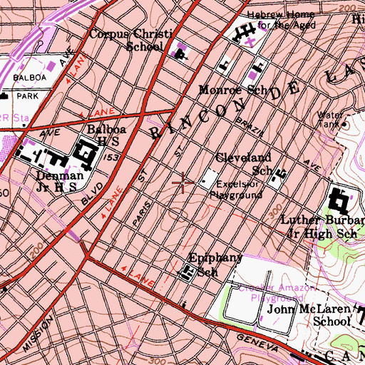 Topographic Map of Excelsior Playground, CA