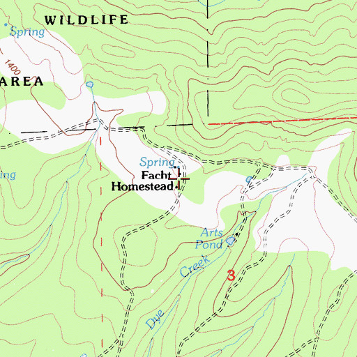 Topographic Map of Facht Homestead, CA
