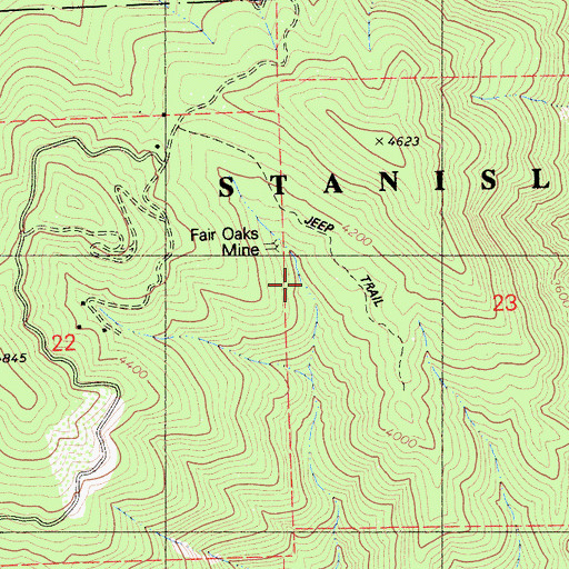 Topographic Map of Fair Oaks Mine, CA