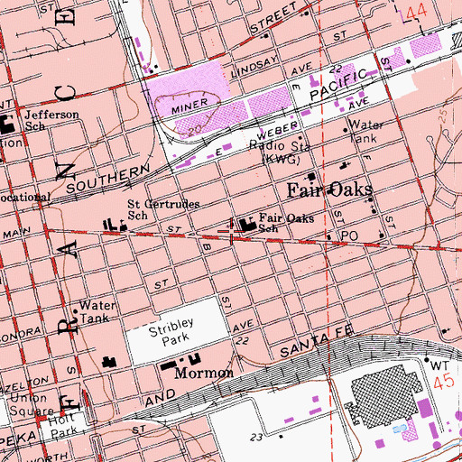 Topographic Map of Fair Oaks School, CA