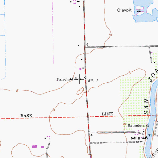 Topographic Map of Fairchild School, CA