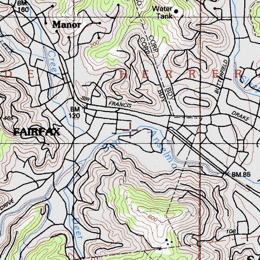 Topographic Map of Fairfax Creek, CA