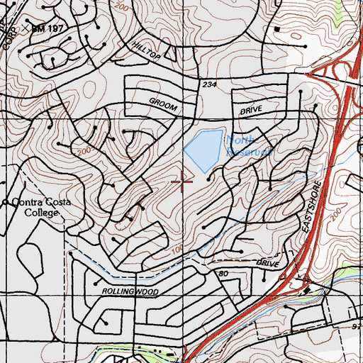 Topographic Map of Highland Elementary School, CA