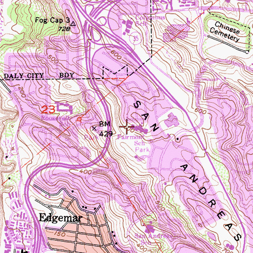 Topographic Map of Fairmont Elementary School, CA