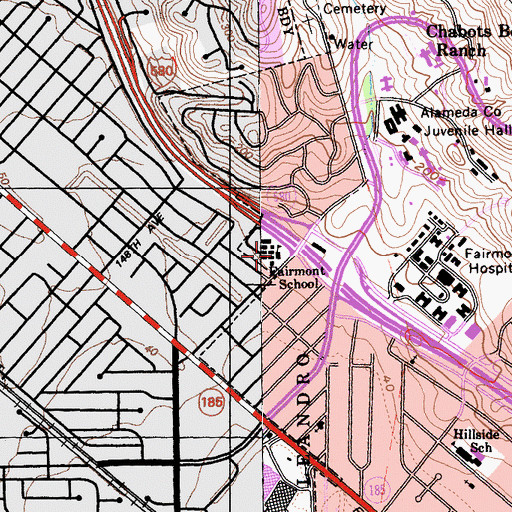 Topographic Map of Fairmont School, CA
