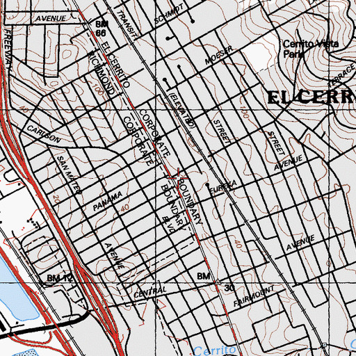 Topographic Map of Fairmont Elementary School, CA