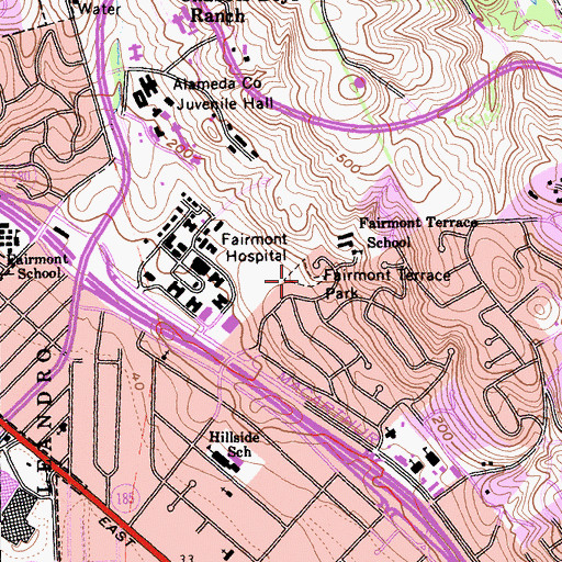 Topographic Map of Fairmont Terrace Park, CA
