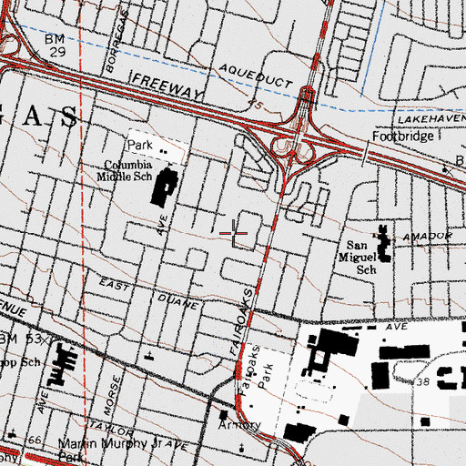 Topographic Map of Fairoaks School, CA
