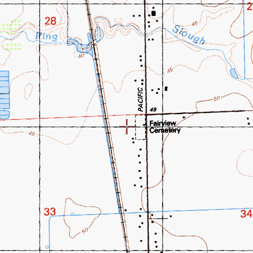 Topographic Map of Fairview Cemetery, CA