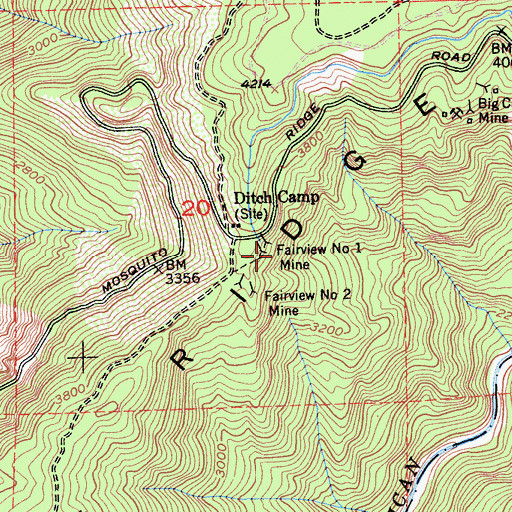 Topographic Map of Fairview Number One Mine, CA