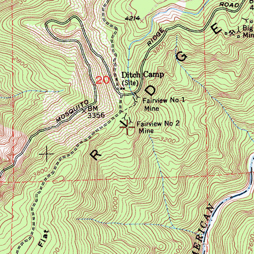 Topographic Map of Fairview Number Two Mine, CA