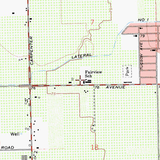 Topographic Map of Fairview Elementary School, CA