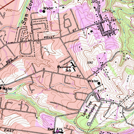 Topographic Map of Fairview Elementary School, CA