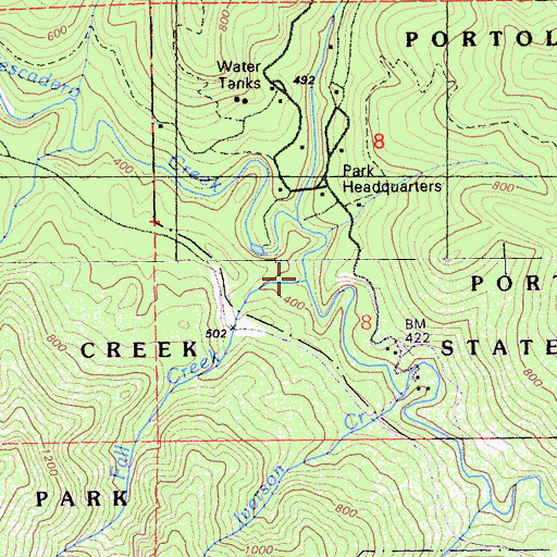 Topographic Map of Fall Creek, CA