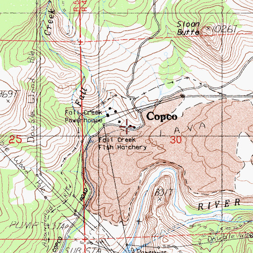 Topographic Map of Fall Creek School, CA