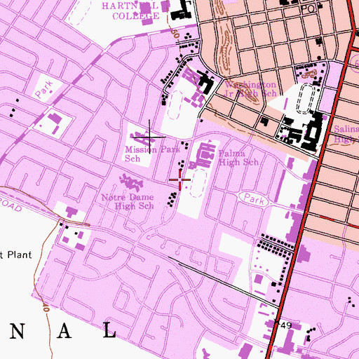 Topographic Map of Palma High School, CA