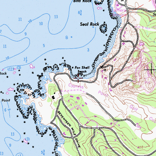 Topographic Map of Fan Shell Beach, CA
