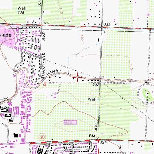 Topographic Map of Fancher Creek Canal, CA