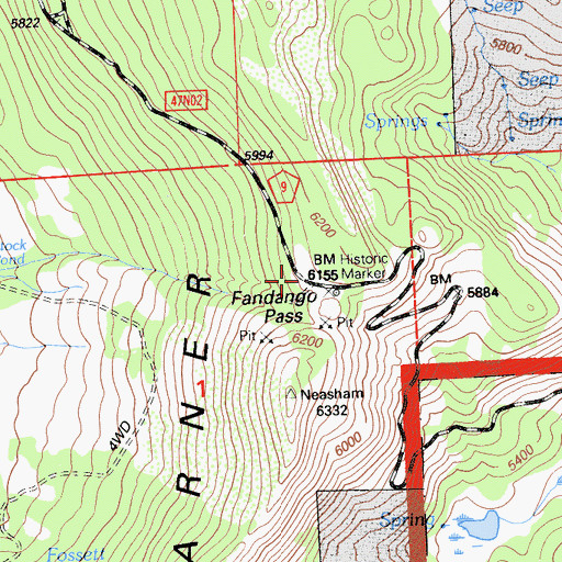 Topographic Map of Fandango Pass, CA