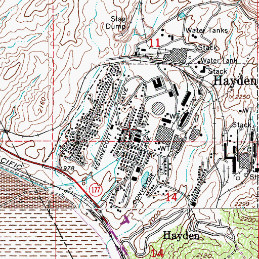 Topographic Map of Hayden Library, AZ