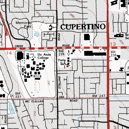 Topographic Map of Faria Elementary School, CA