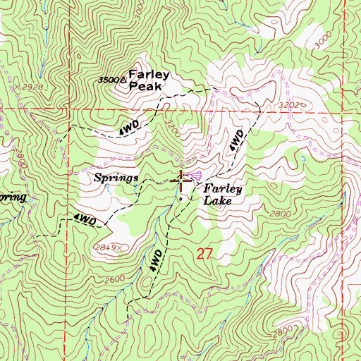 Topographic Map of Farley Lake, CA