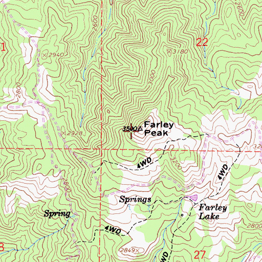 Topographic Map of Farley Peak, CA