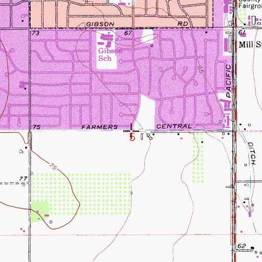 Topographic Map of Farmers Central Ditch, CA
