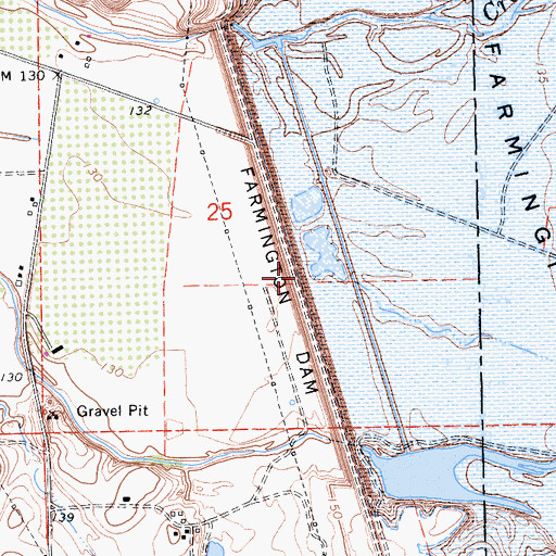 Topographic Map of Farmington Dam, CA