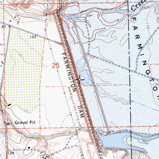 Topographic Map of Farmington Flood Control Basin, CA