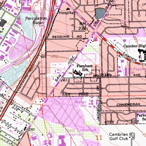 Topographic Map of Martin H Farnham Charter School, CA