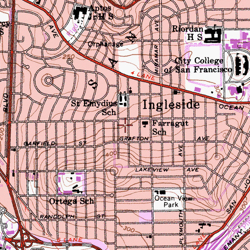 Topographic Map of Farragut School (historical), CA
