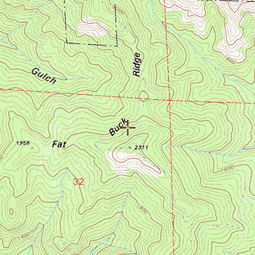 Topographic Map of Fat Buck Ridge, CA