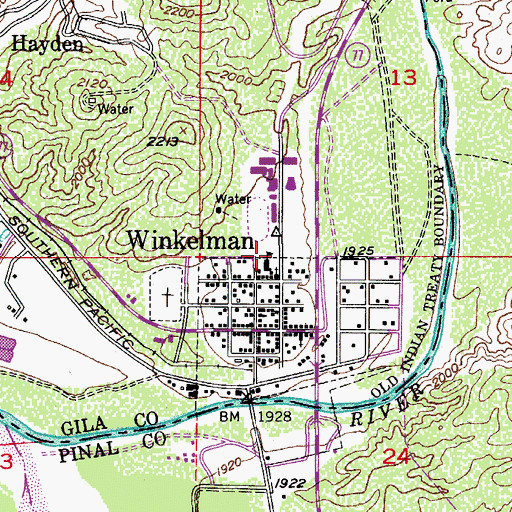 Topographic Map of Hayden Unified School, AZ