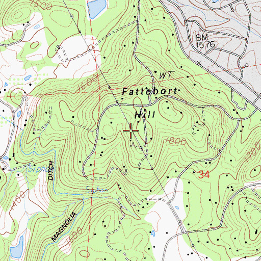 Topographic Map of Fattebort Hill, CA