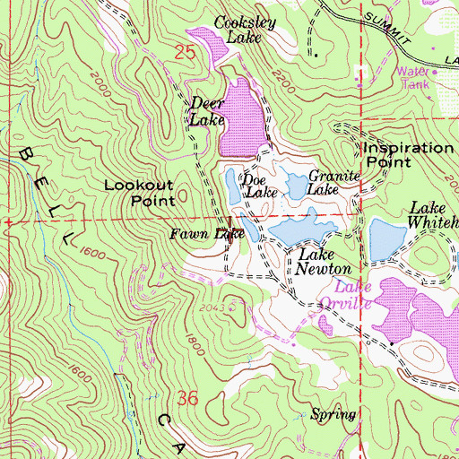 Topographic Map of Fawn Lake, CA