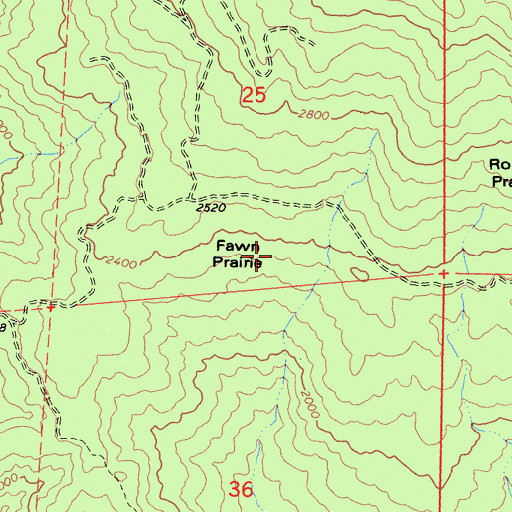 Topographic Map of Fawn Prairie, CA