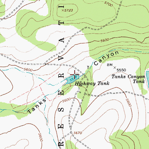 Topographic Map of Highway Tank Dam, AZ