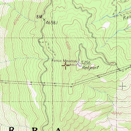 Topographic Map of Fence Meadow Lookout, CA