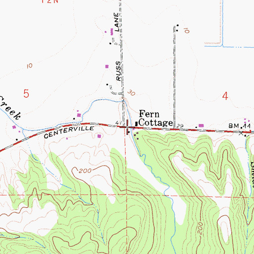 Topographic Map of Fern Cottage, CA