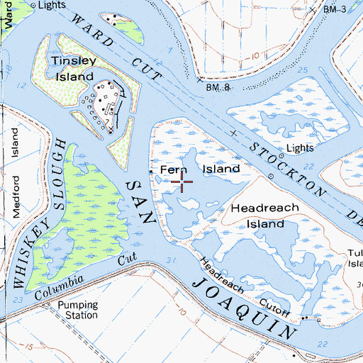 Topographic Map of Fern Island, CA