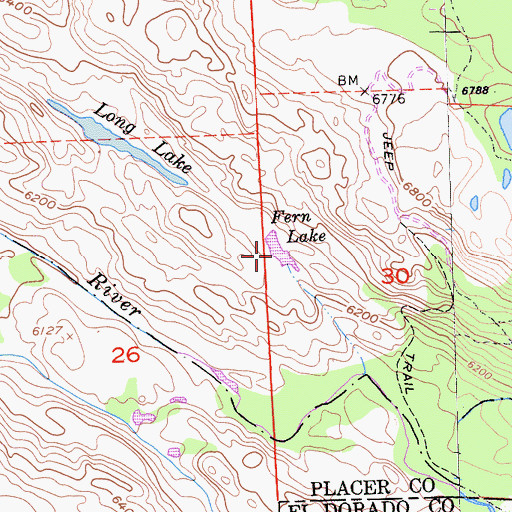 Topographic Map of Fern Lake, CA