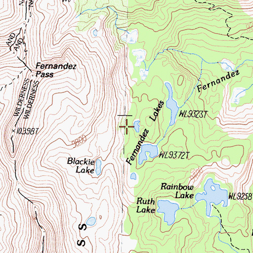 Topographic Map of Fernandez Lakes, CA